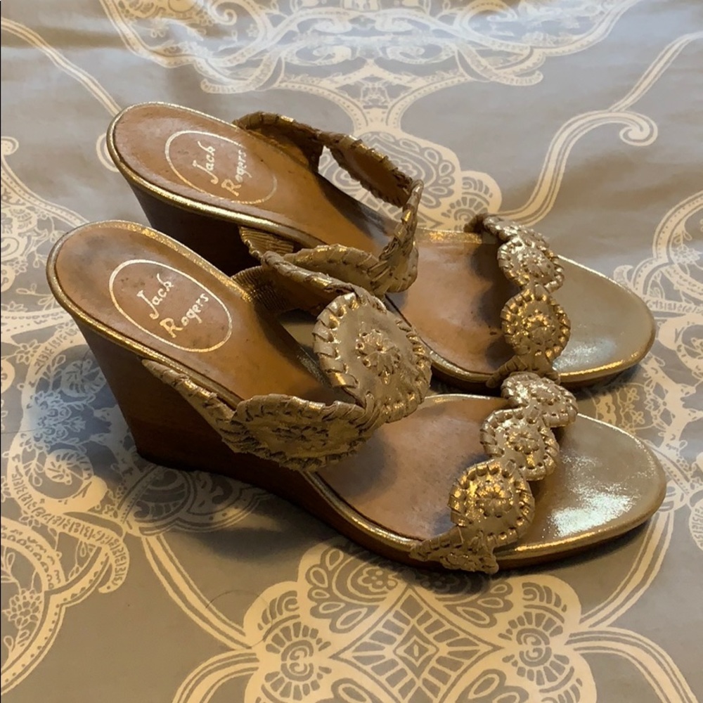 Jack Rogers Gold Wedge Sz 8